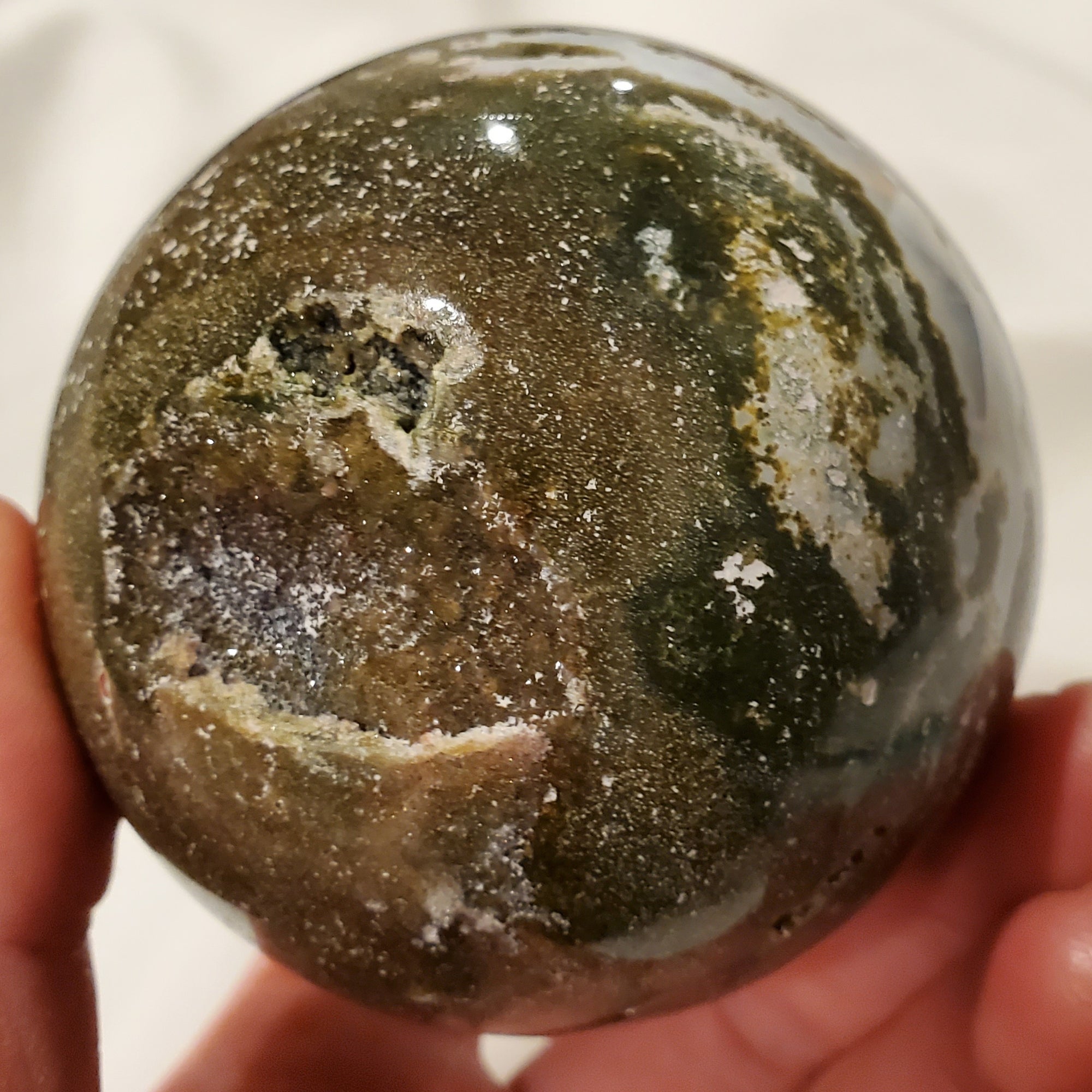 Ocean Jasper Sphere w/ Druzy Quartz, Madagascar