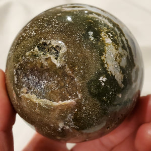 Ocean Jasper Sphere w/ Druzy Quartz, Madagascar