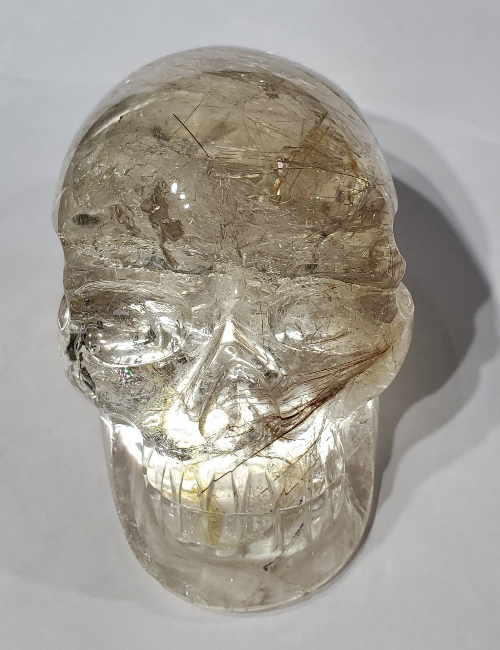 Rutilated Quartz Skull w/ Rainbows, Brasil