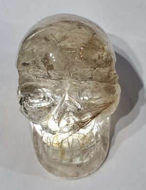 Rutilated Quartz Skull w/ Rainbows, Brasil