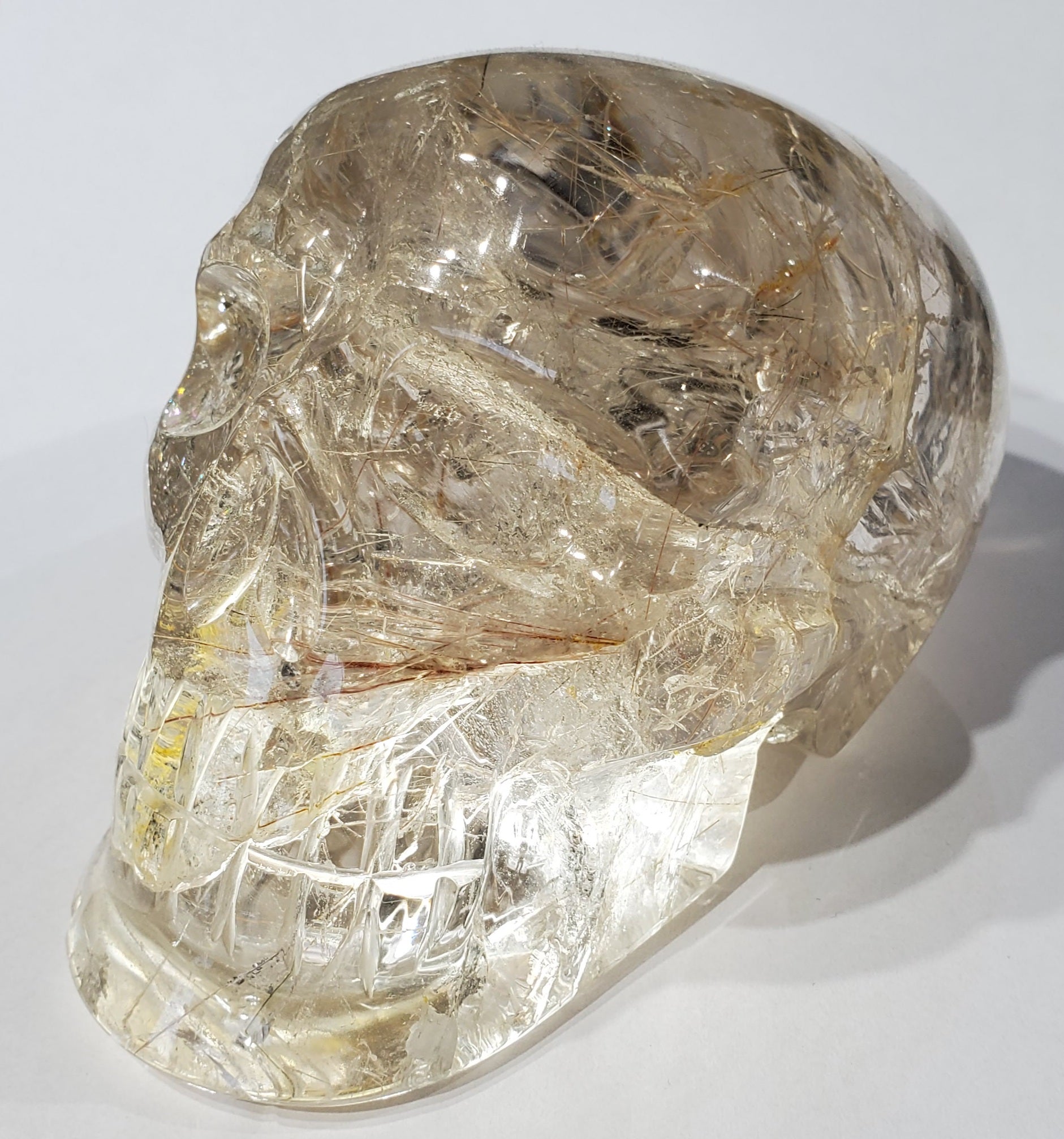 Rutilated Quartz Skull w/ Rainbows, Brasil