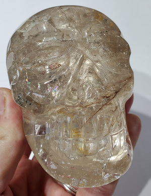 Rutilated Quartz Skull w/ Rainbows, Brasil