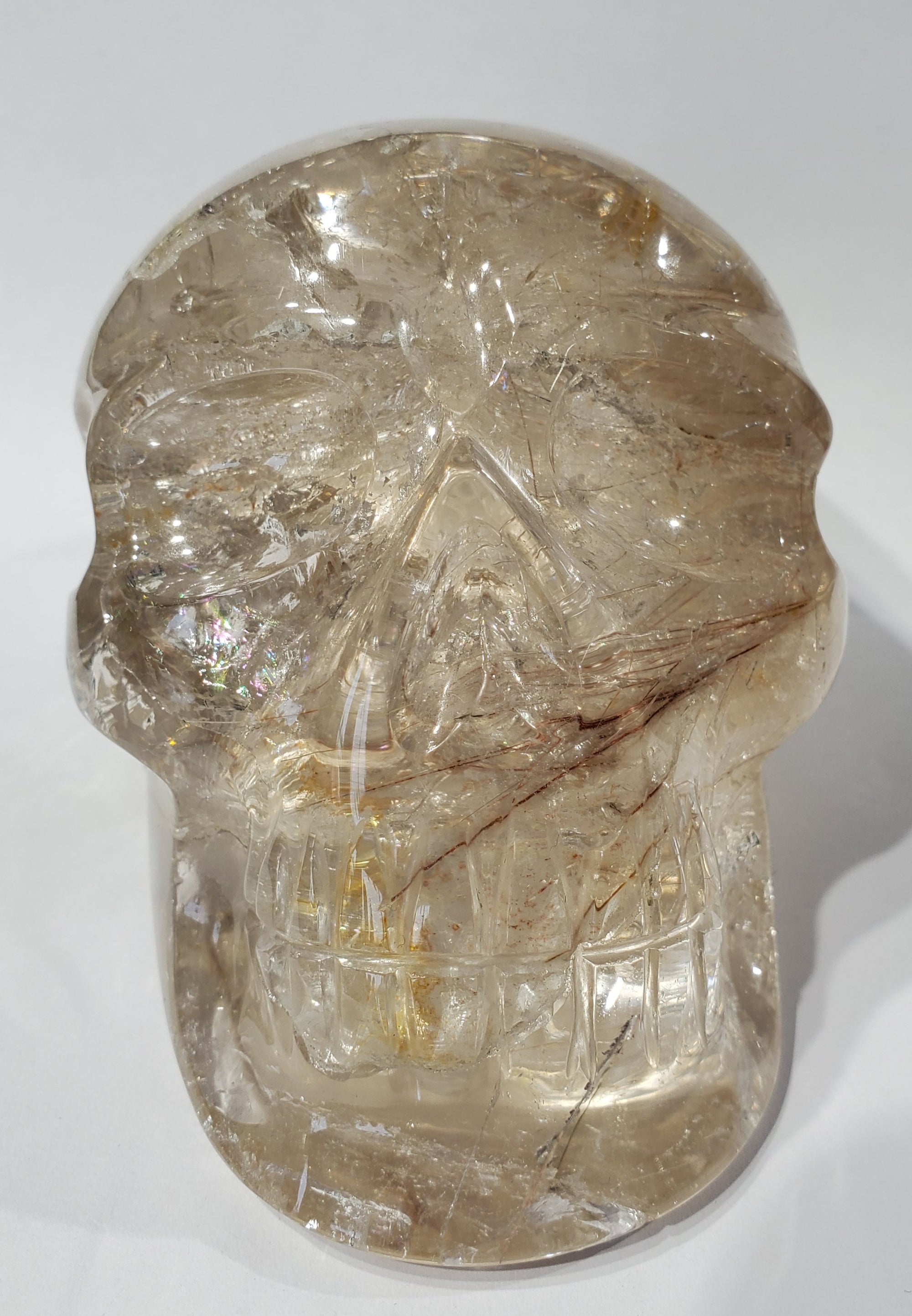 Rutilated Quartz Skull w/ Rainbows, Brasil