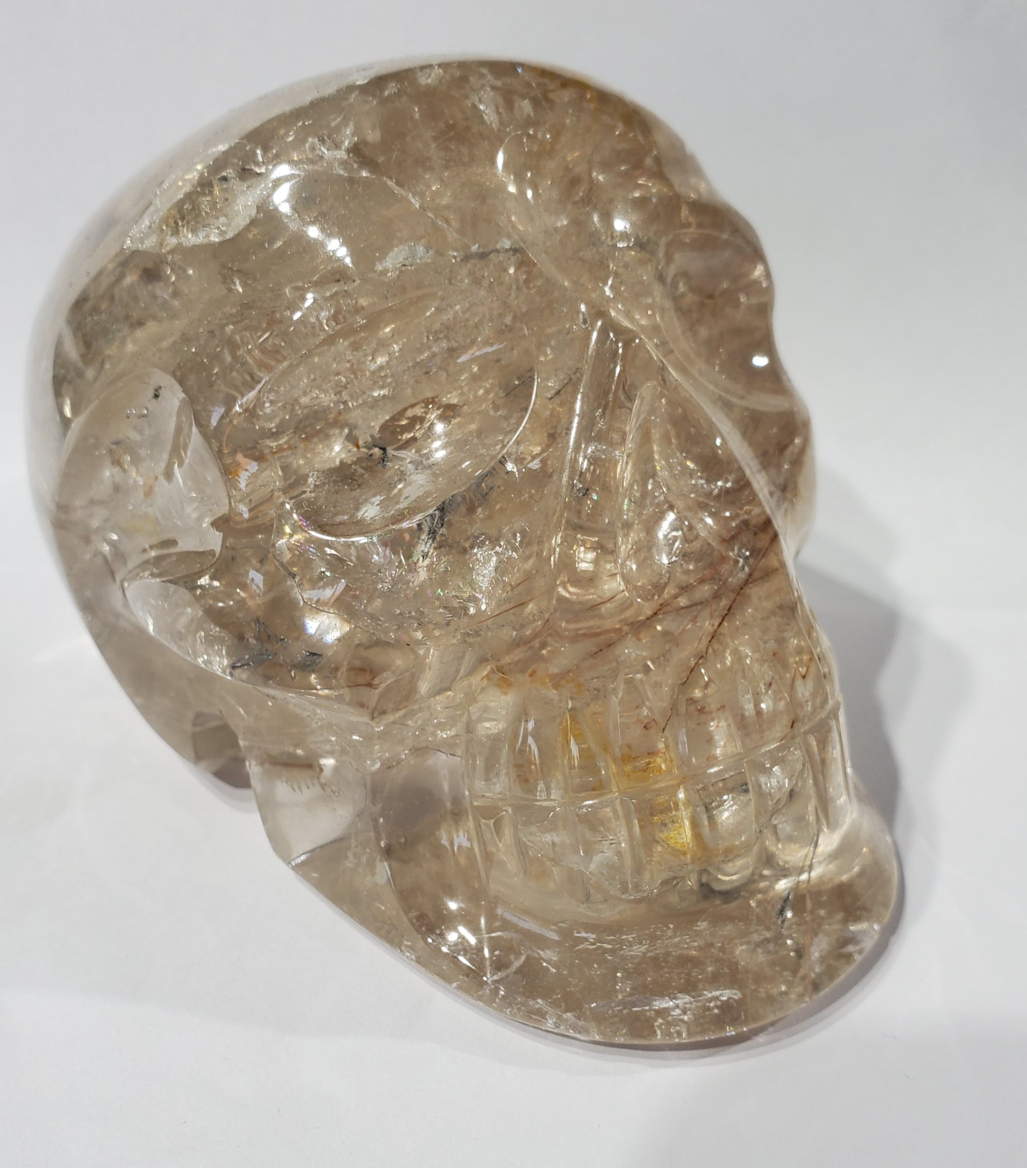 Rutilated Quartz Skull w/ Rainbows, Brasil