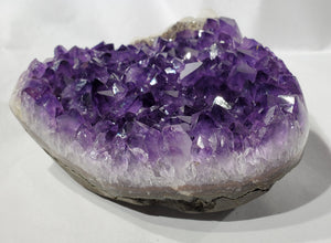 Amethyst and Calcite Heart on Custom Metal Stand, Uruguay