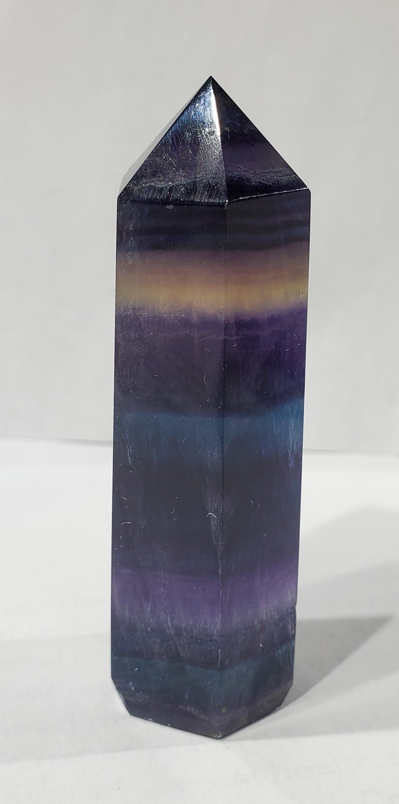 Rainbow Fluorite Point, China