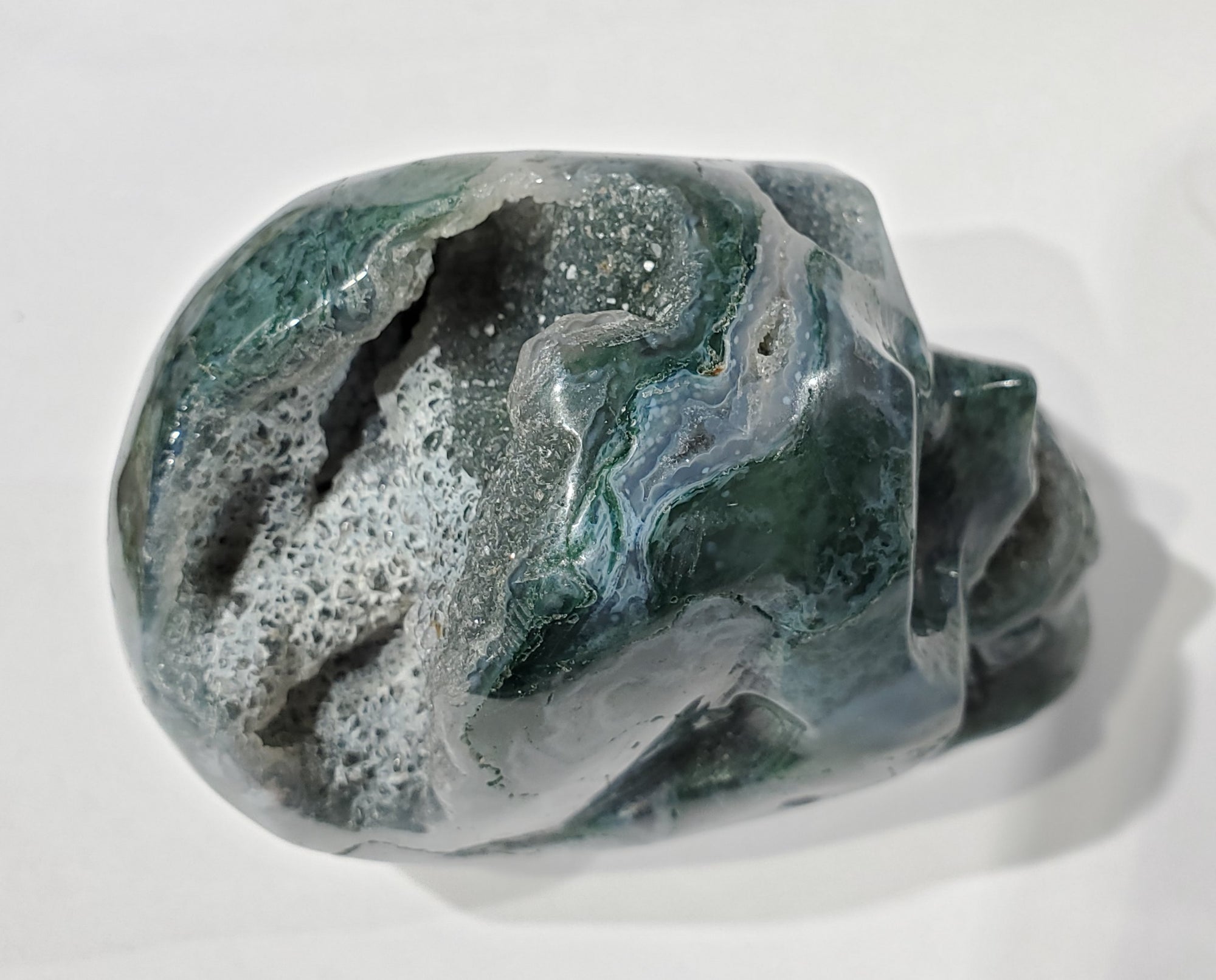 Moss Agate Skull