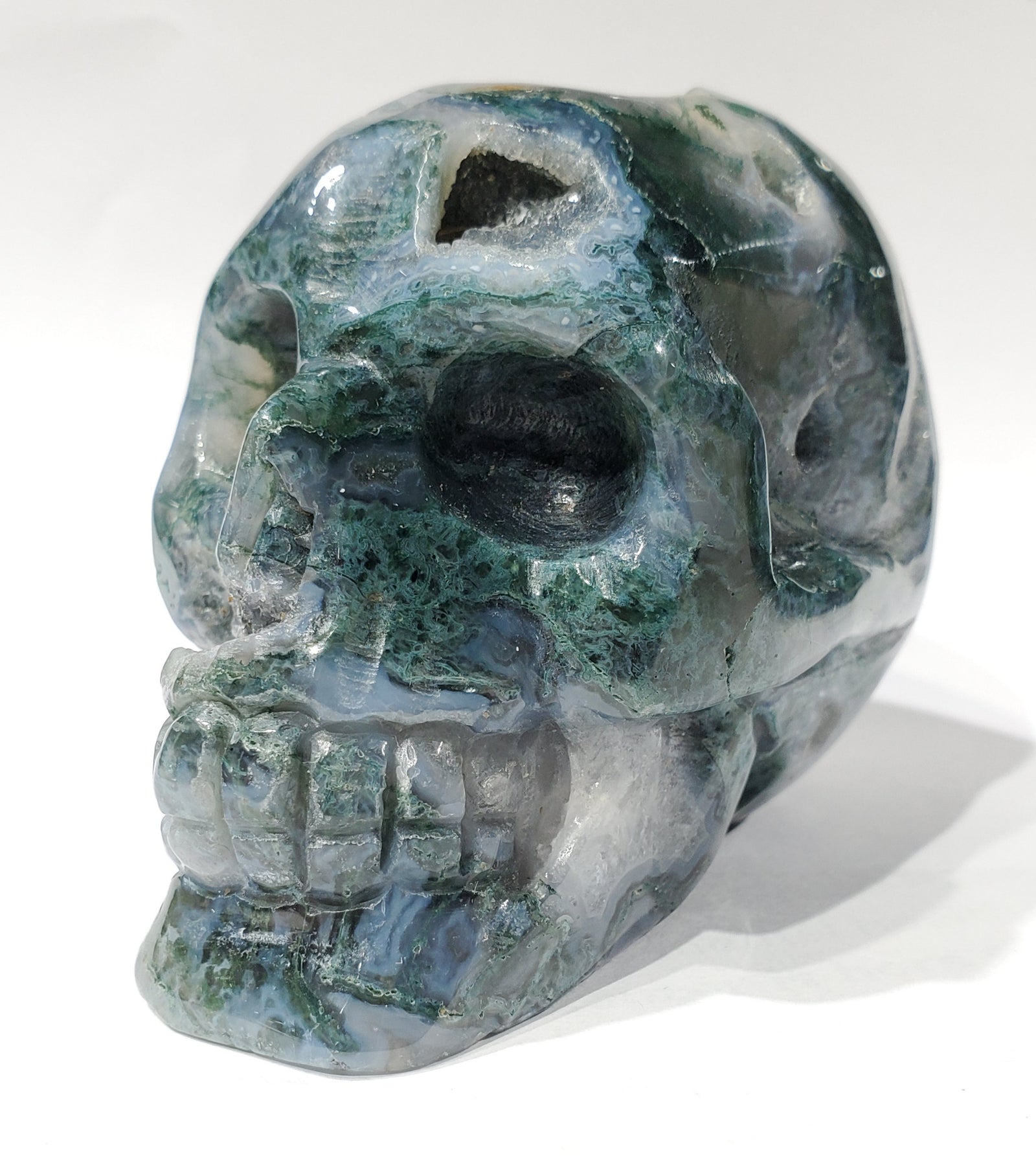 Moss Agate Skull
