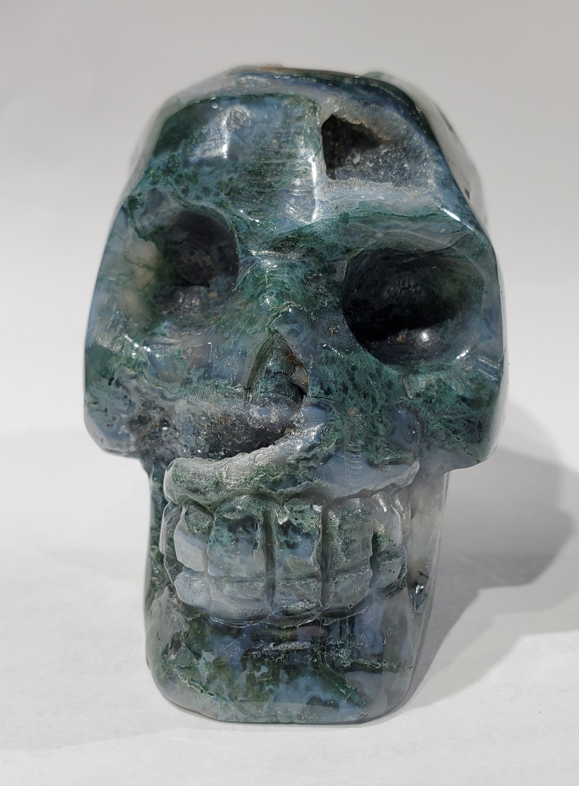 Moss Agate Skull