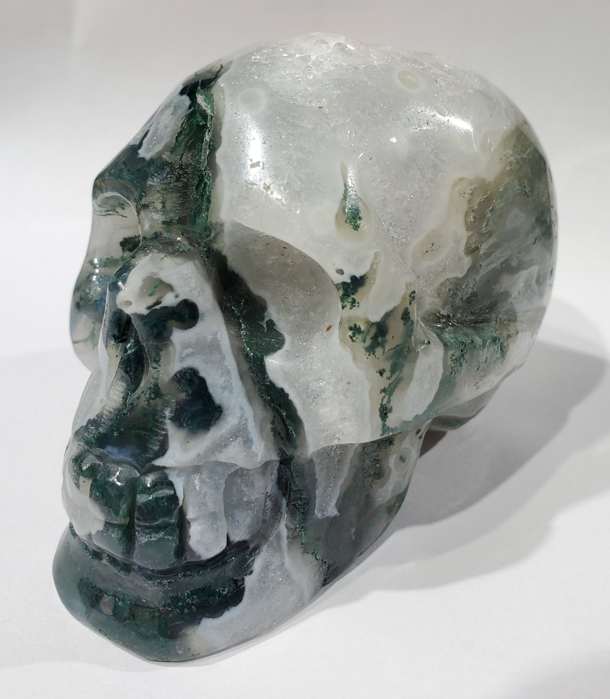 Moss Agate Skull