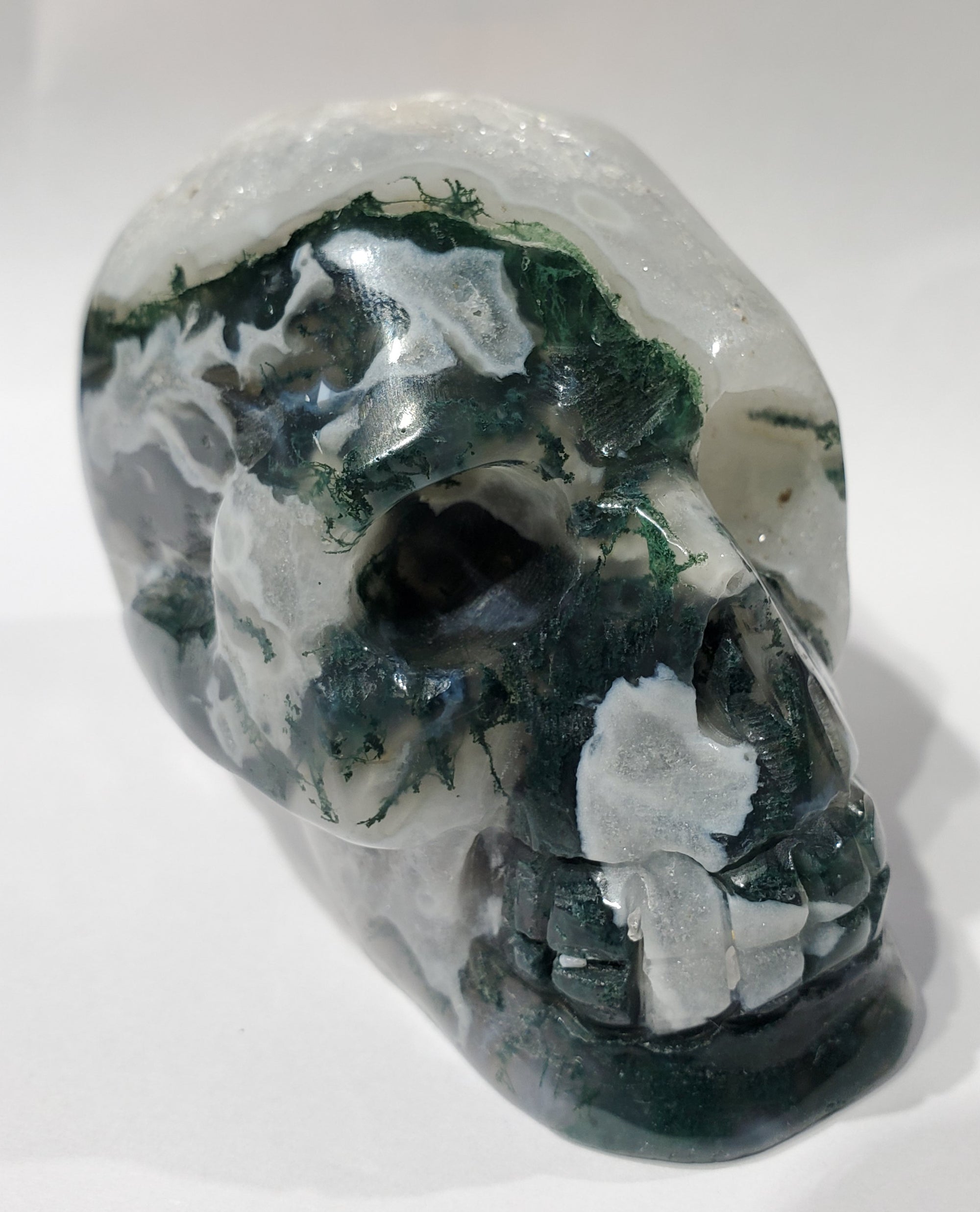 Moss Agate Skull