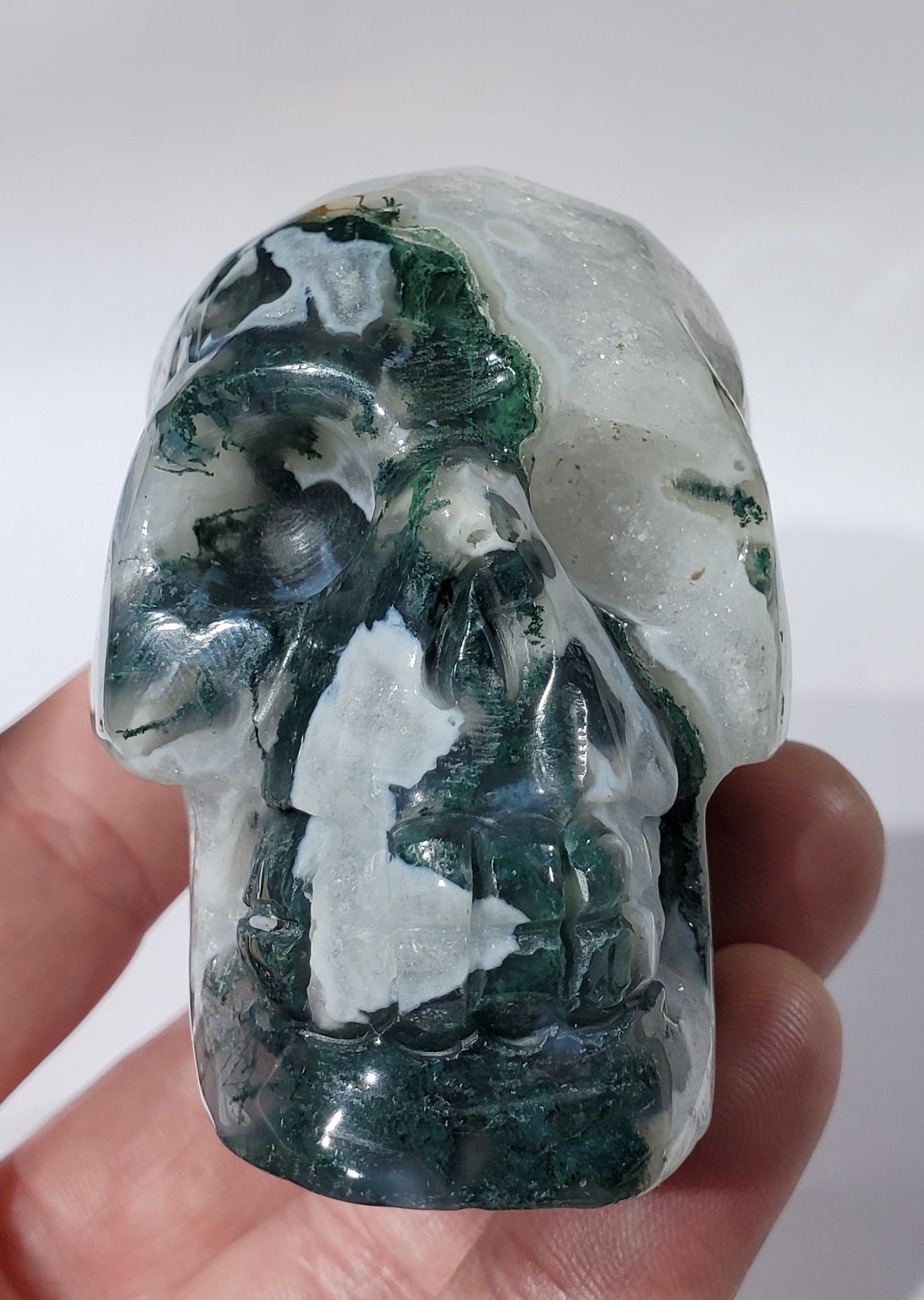 Moss Agate Skull