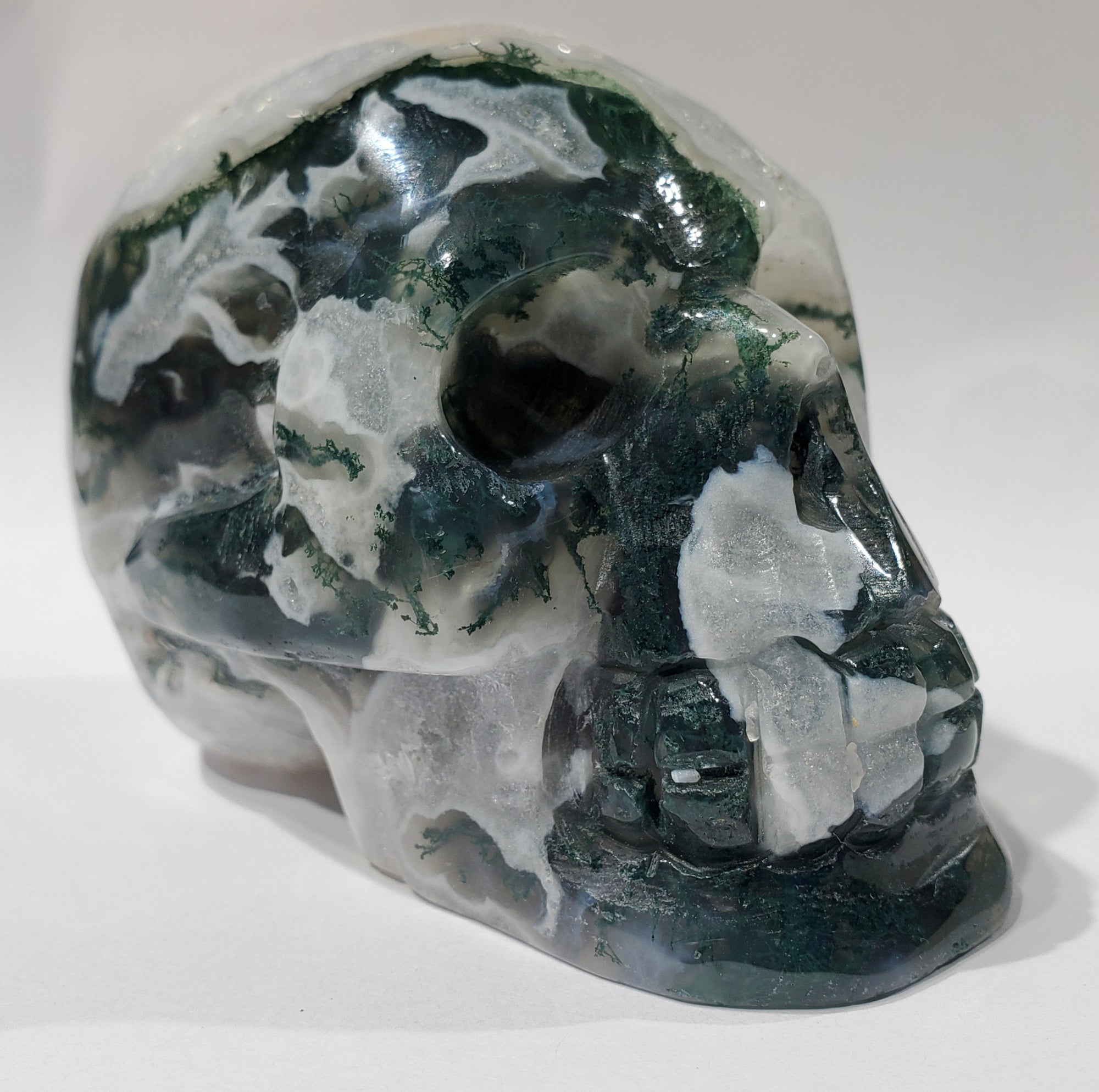 Moss Agate Skull