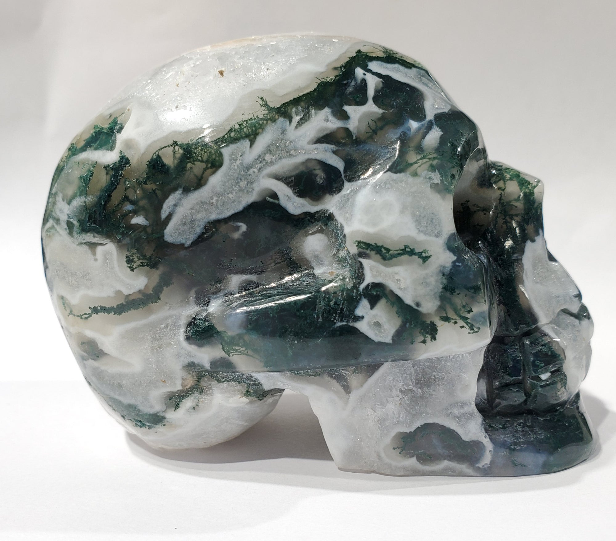 Moss Agate Skull