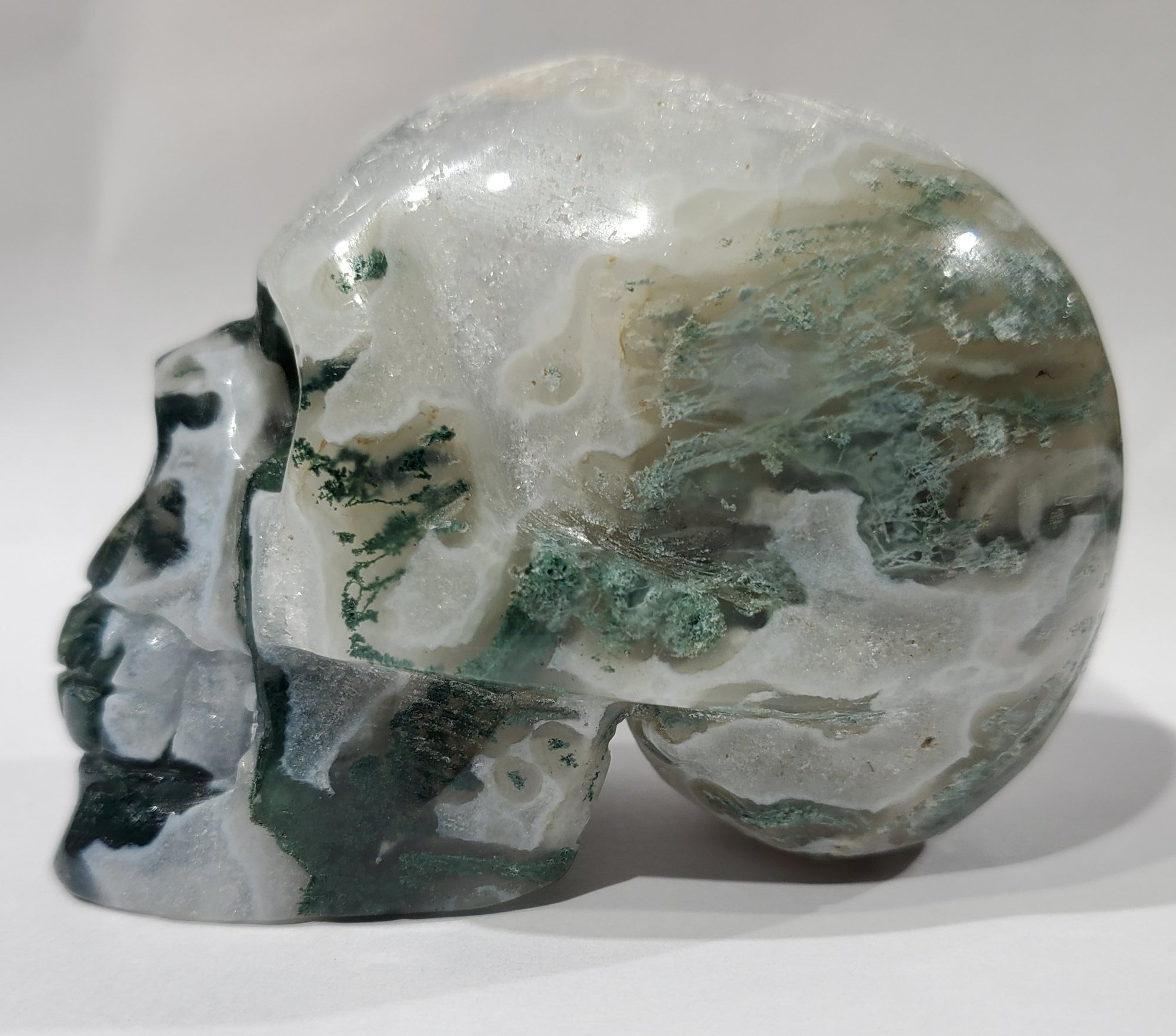 Moss Agate Skull