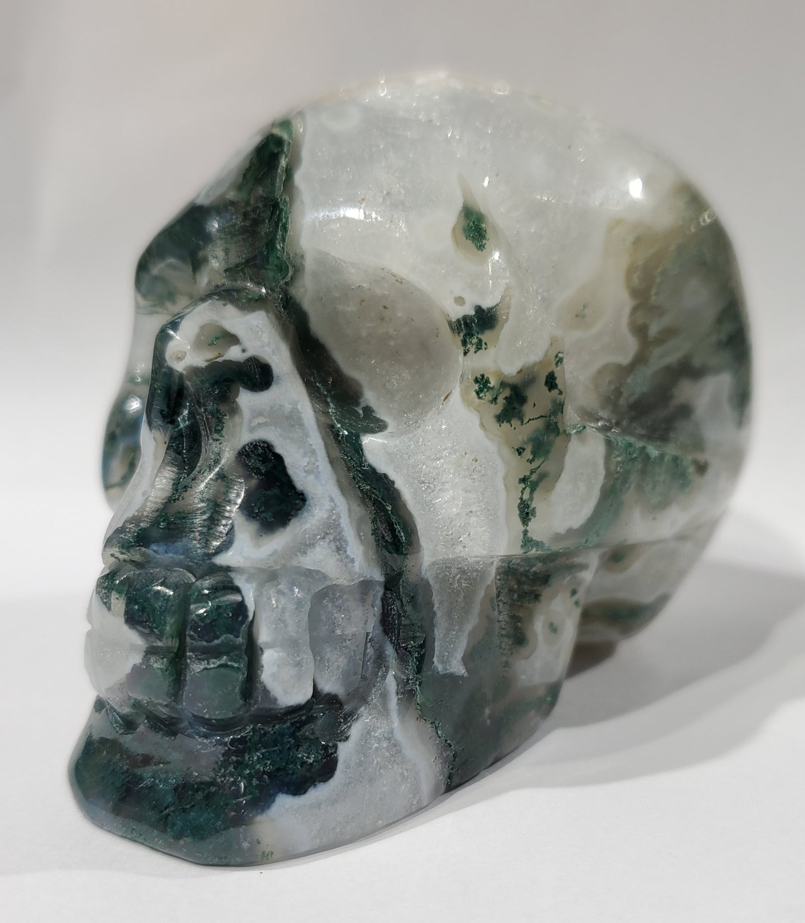 Moss Agate Skull