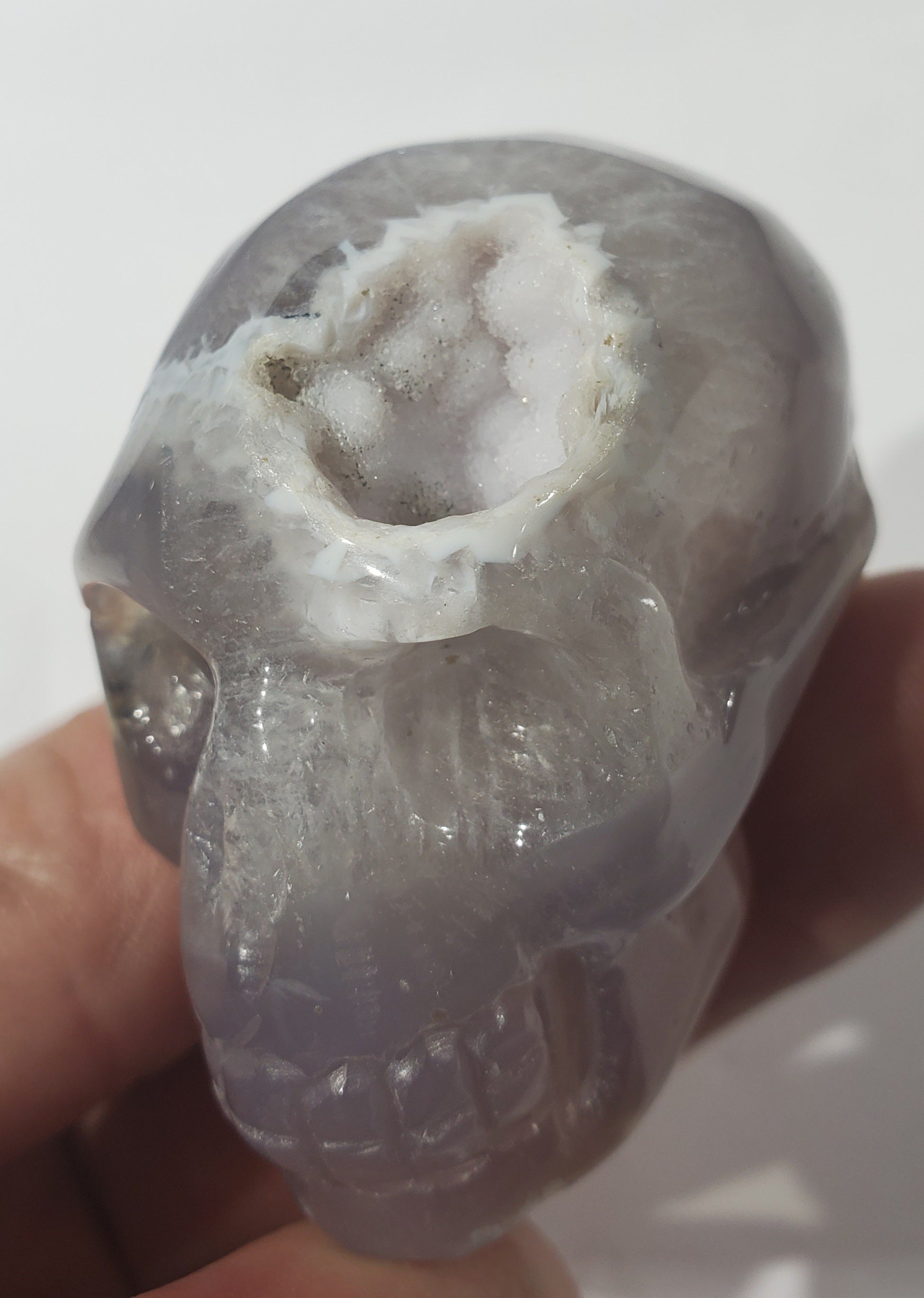 Agate Skull w/ Druzy Quartz