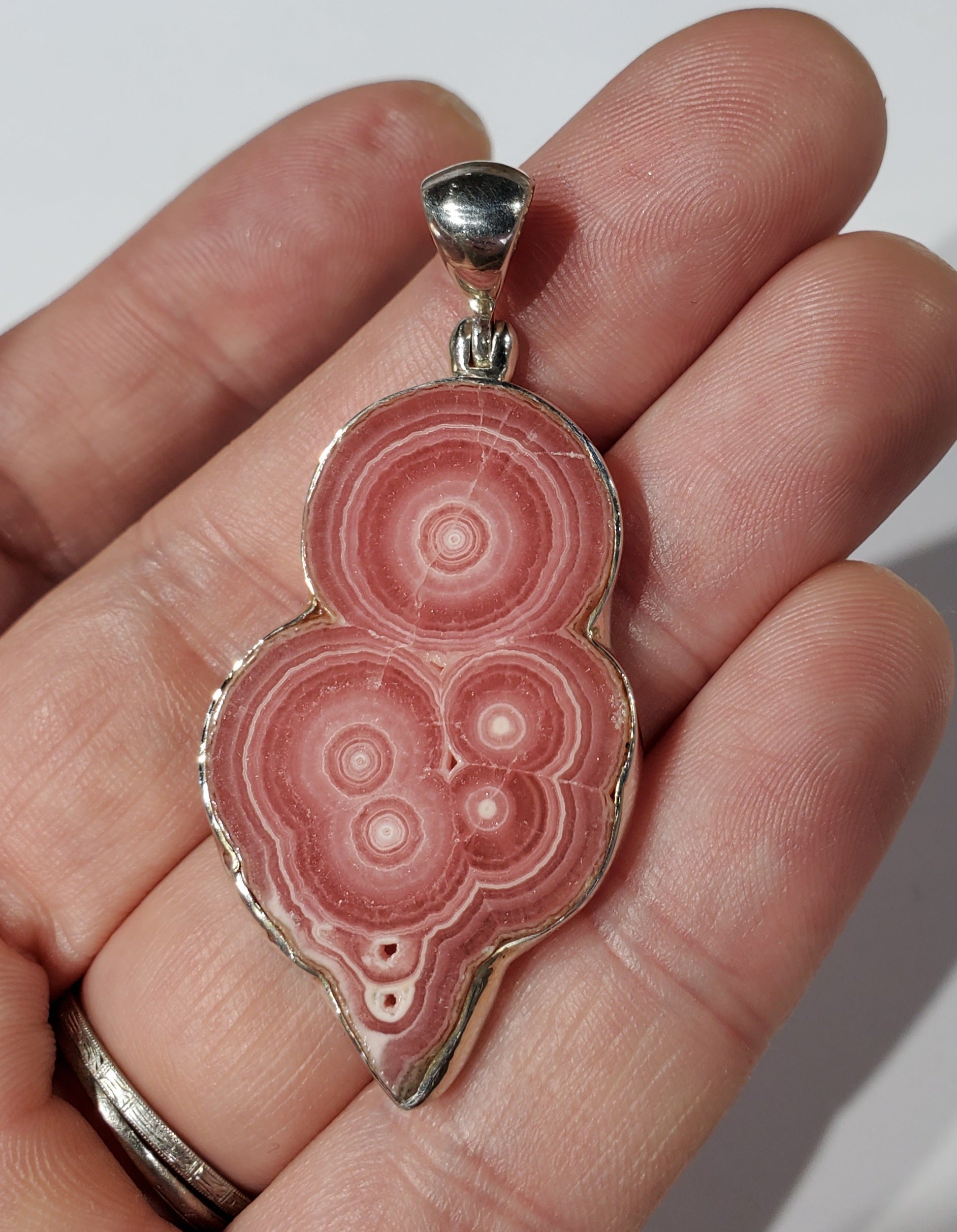 Rhodochrosite Stalactite Slice Pendant