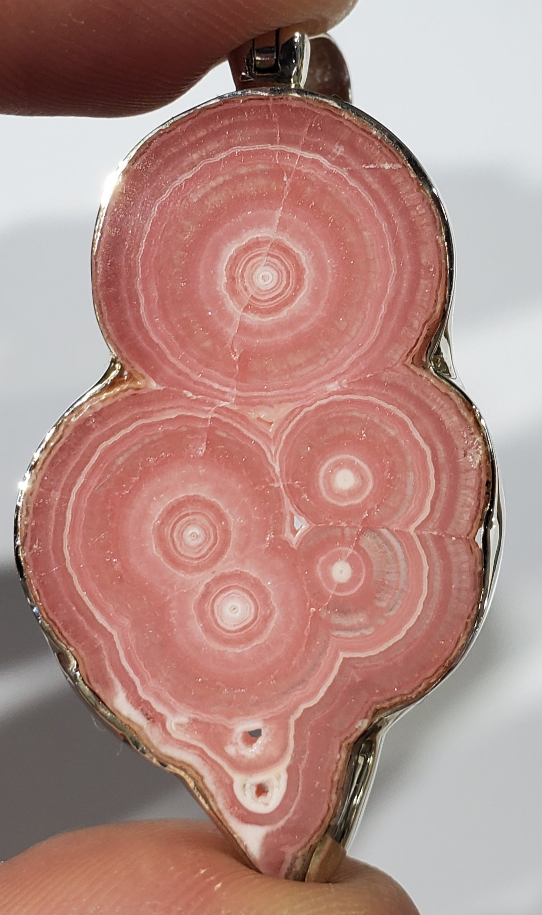 Rhodochrosite Stalactite Slice Pendant
