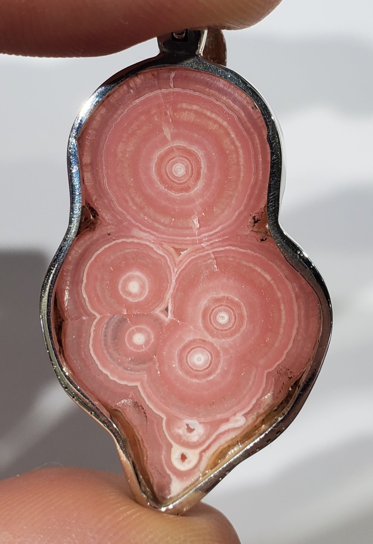 Rhodochrosite Stalactite Slice Pendant