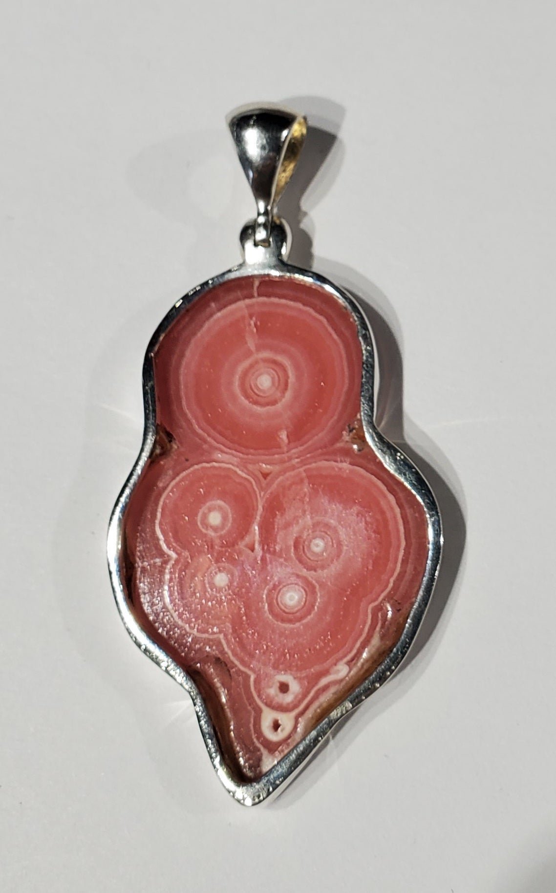 Rhodochrosite Stalactite Slice Pendant