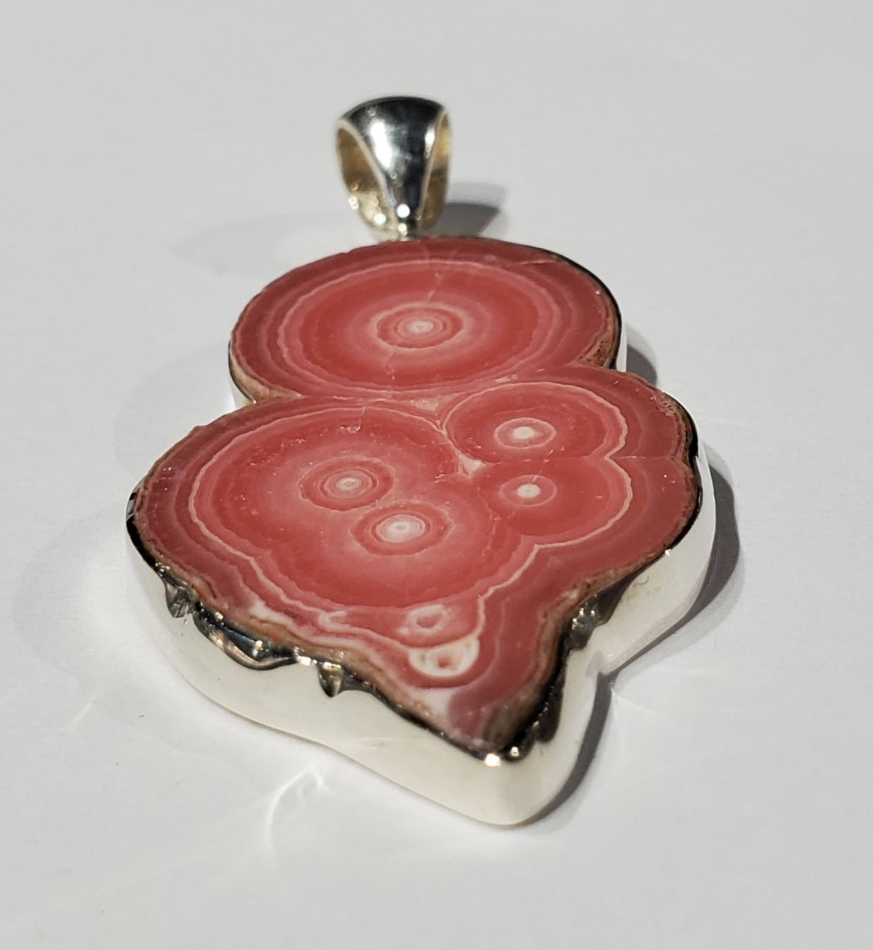 Rhodochrosite Stalactite Slice Pendant