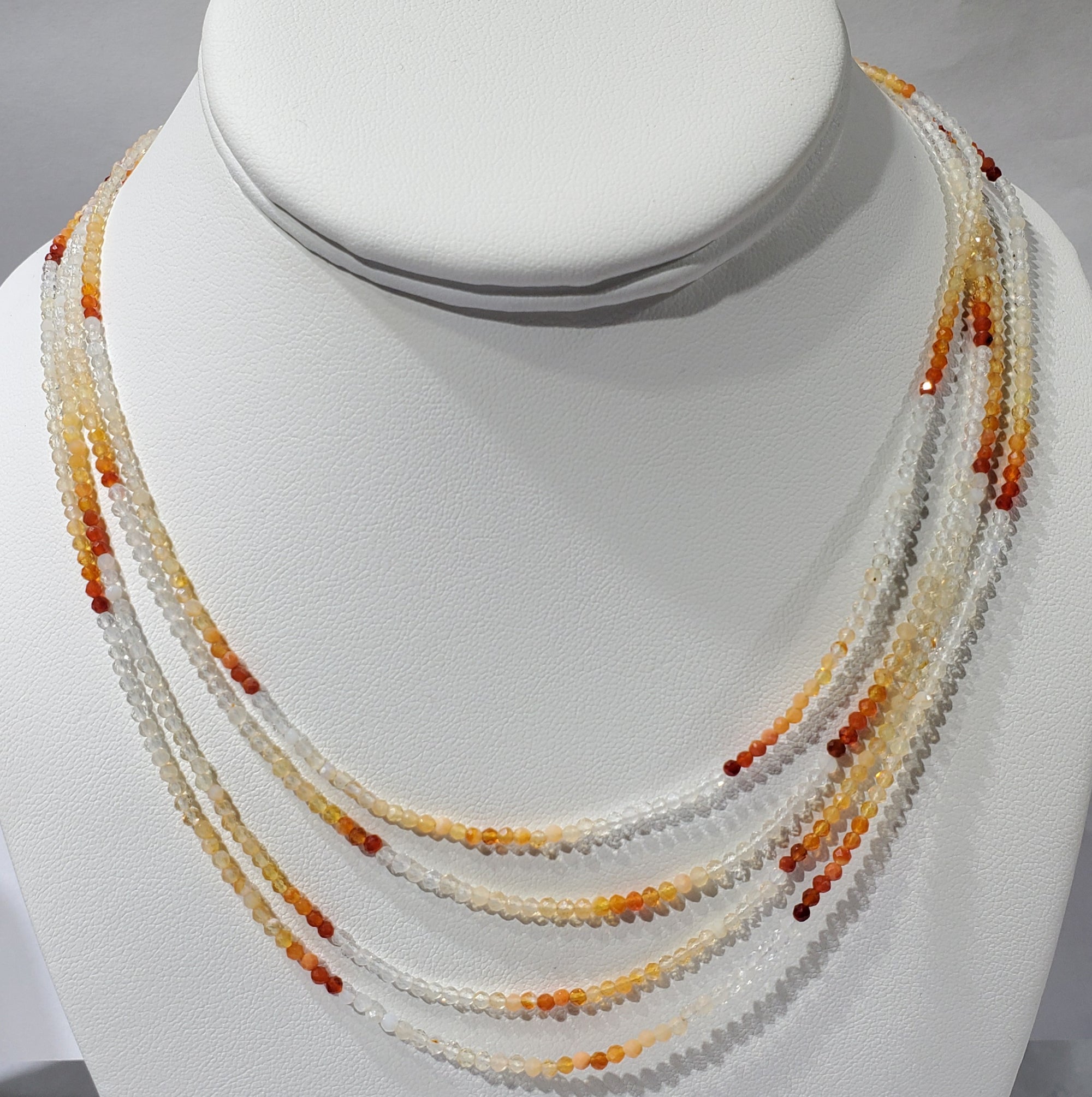 Faceted Fire Opal Bead Necklace