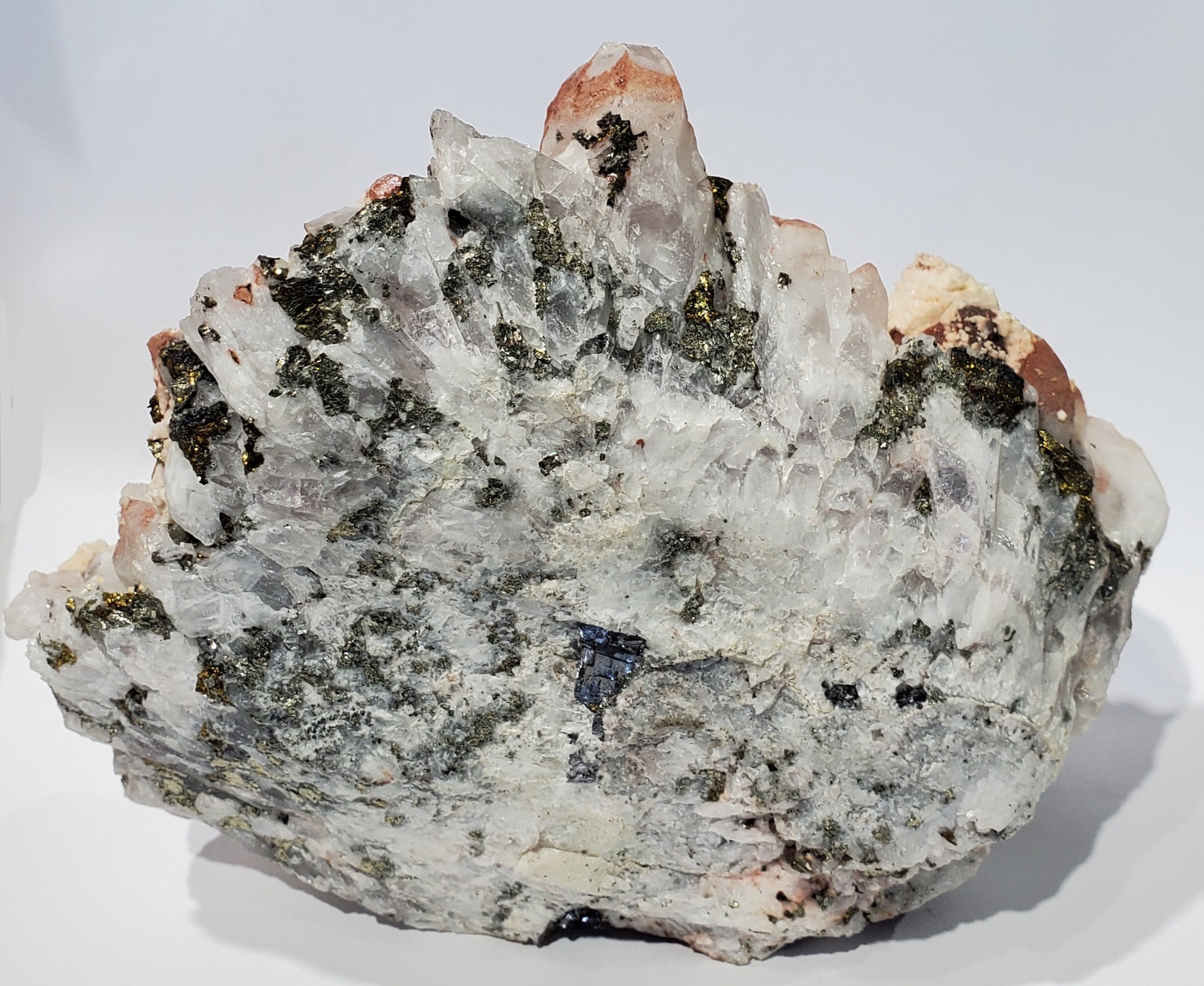 Quartz w/ Hematite, Dolomite, Chalcopyrite (China)