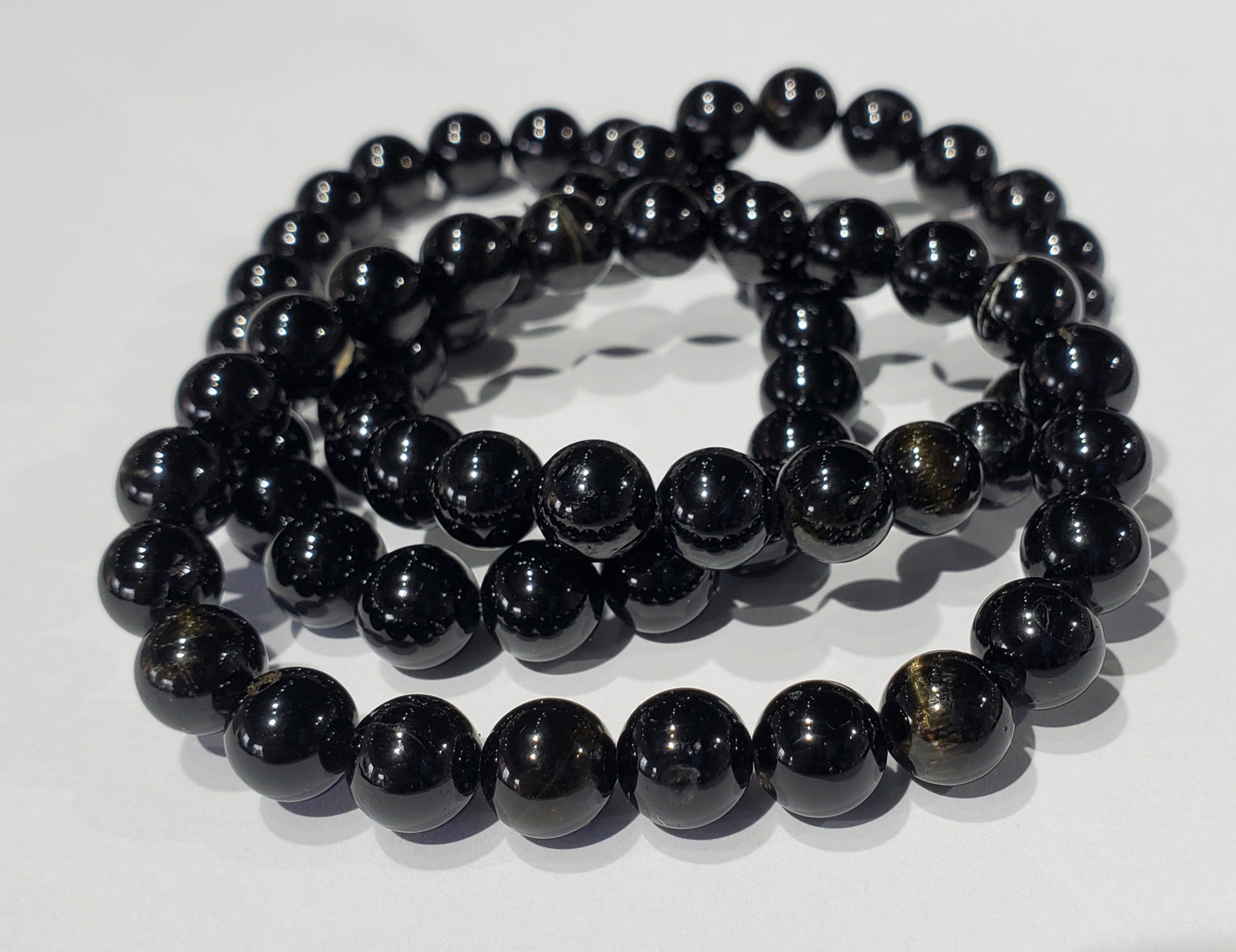 Black Tourmaline Bead Bracelet 8mm