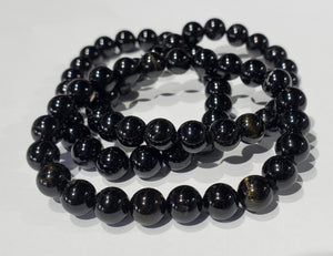 Black Tourmaline Bead Bracelet 8mm