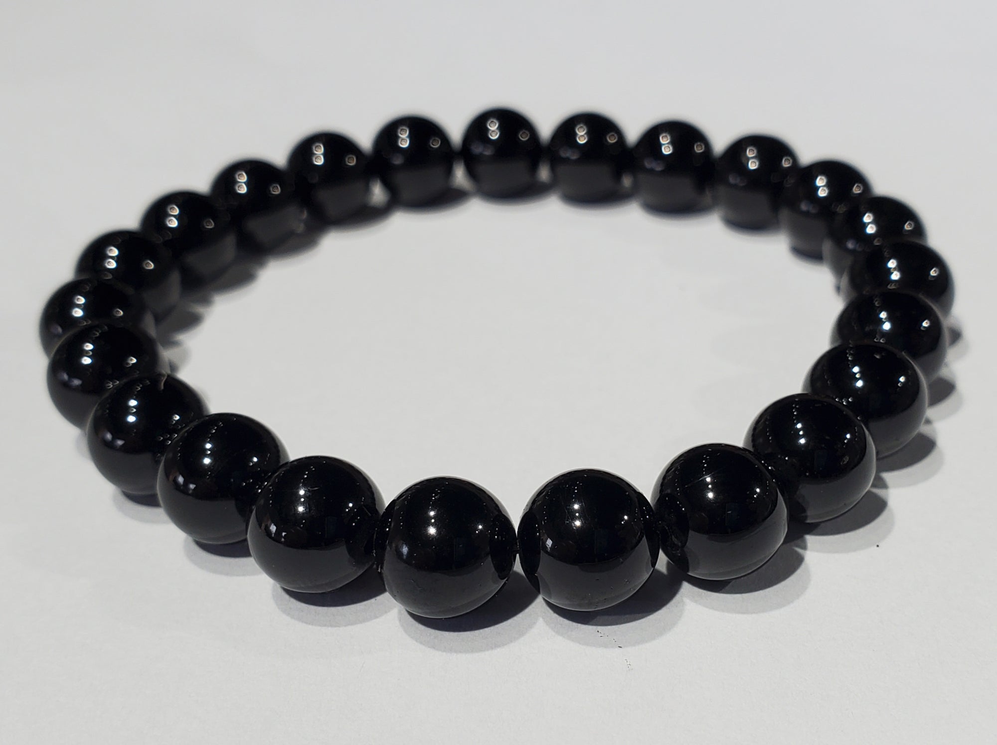 Black Tourmaline Bead Bracelet 8mm