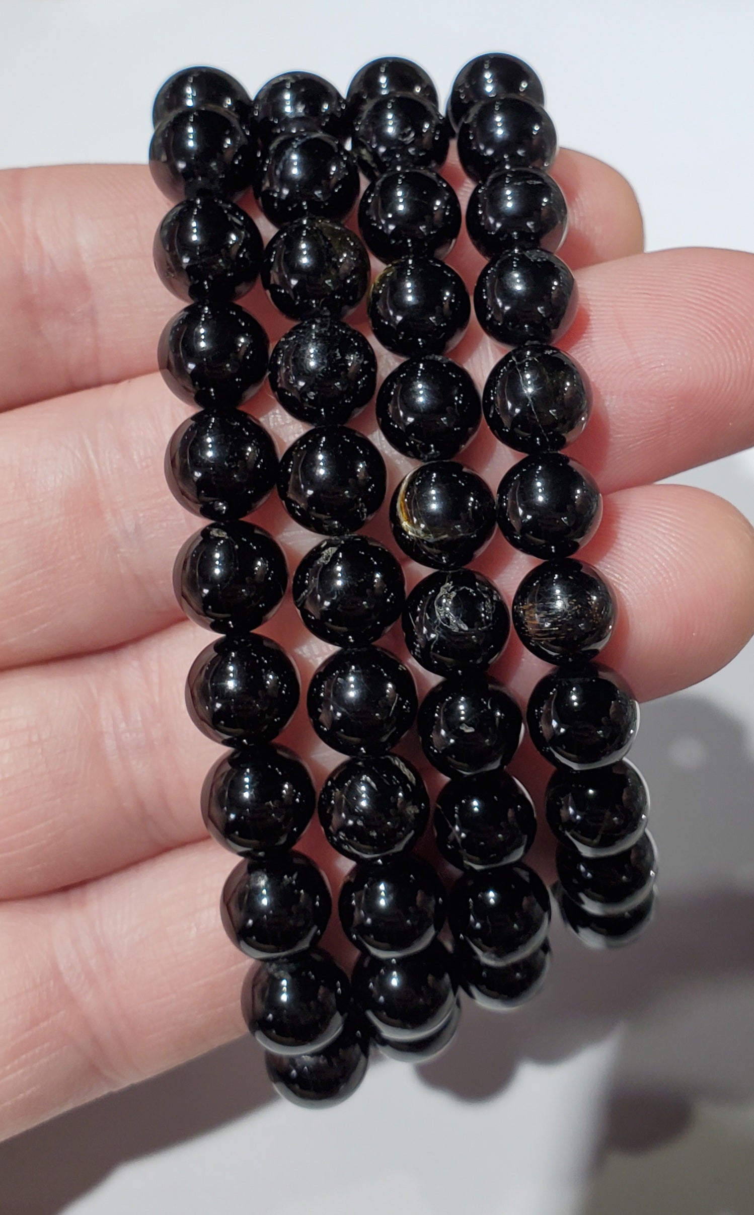 Black Tourmaline Bead Bracelet 8mm