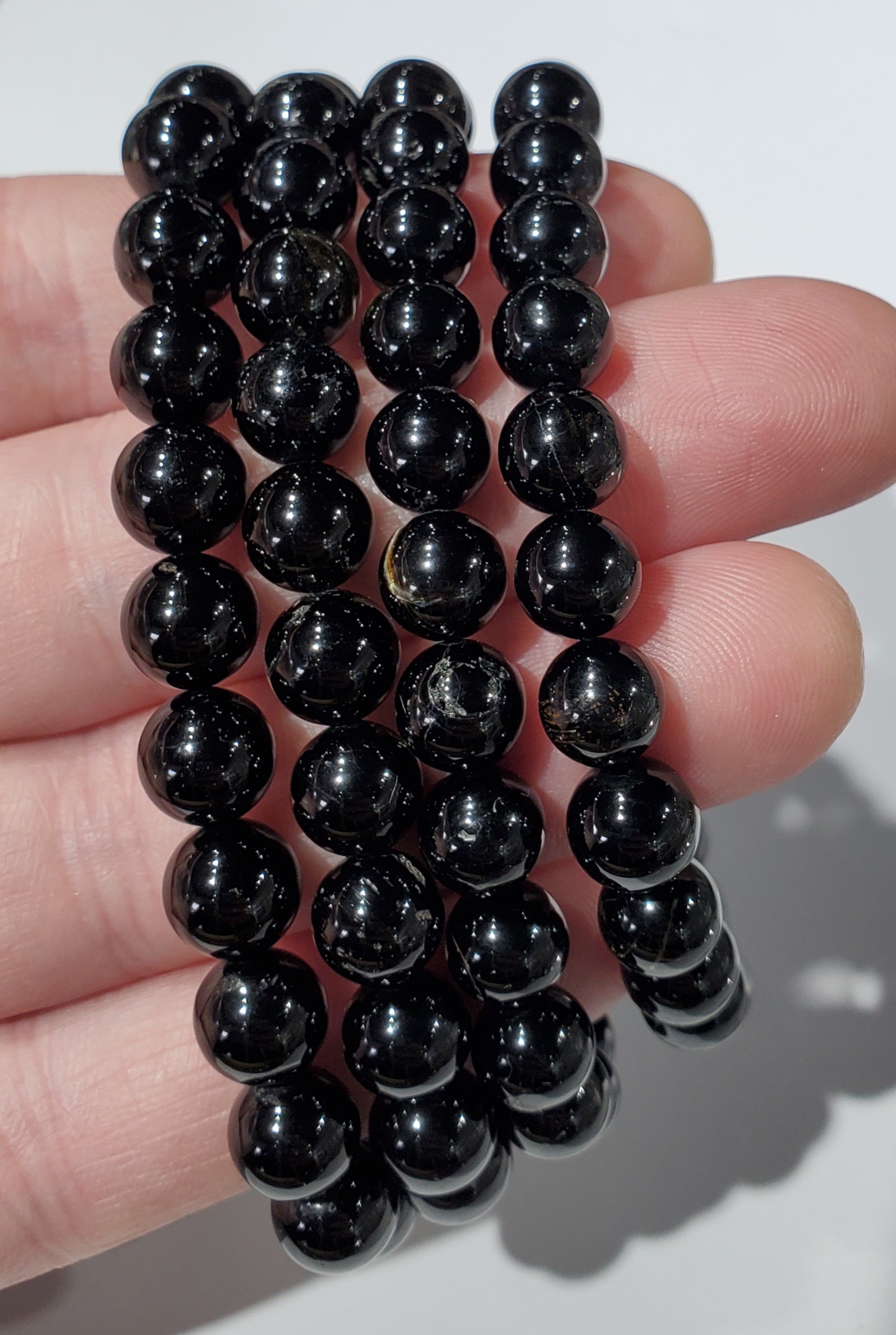 Black Tourmaline Bead Bracelet 8mm