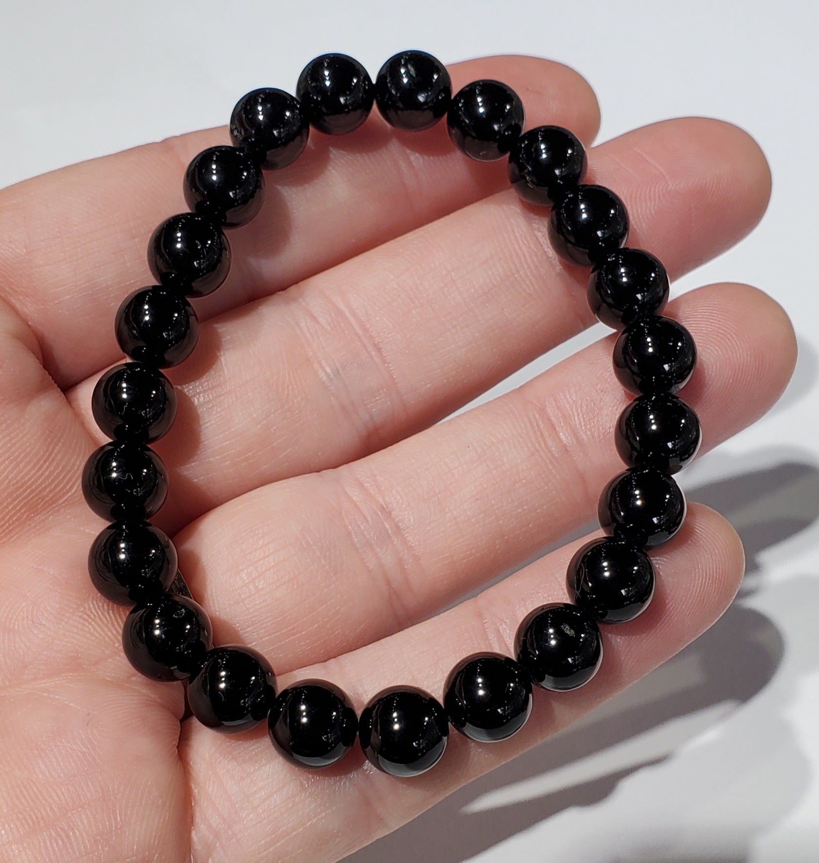 Black Tourmaline Bead Bracelet 8mm