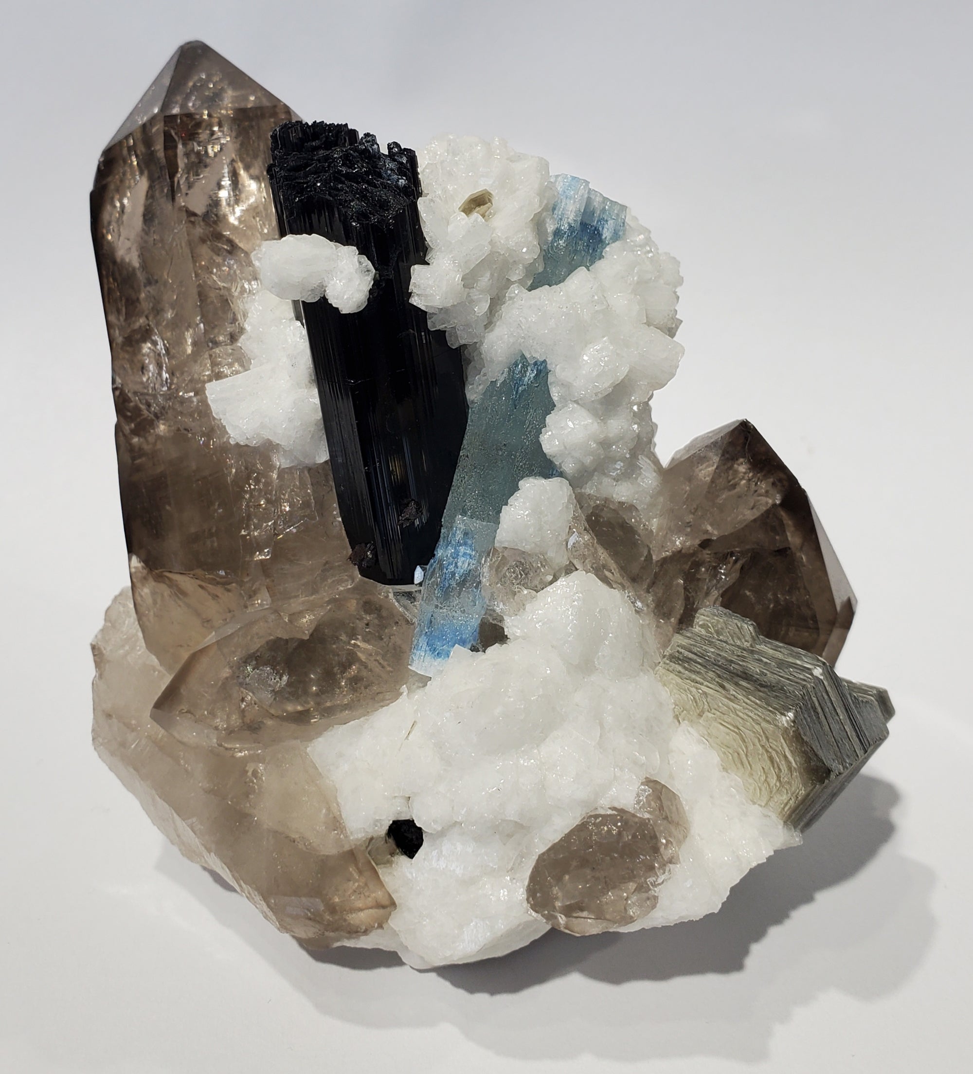 Smoky Quartz w/ Aquamarine, Schorl Tourmaline, Feldspar, and Mica (Pakistan)