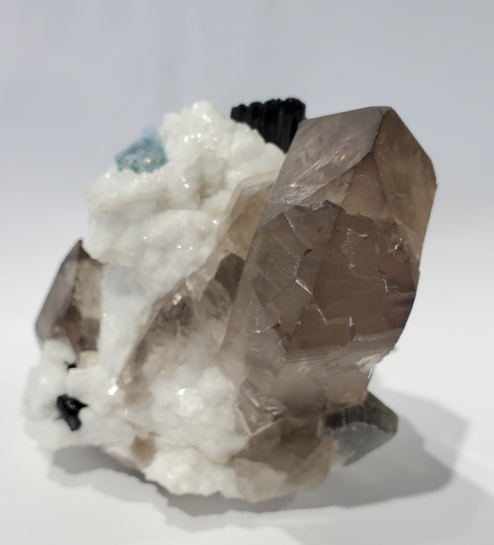 Smoky Quartz w/ Aquamarine, Schorl Tourmaline, Feldspar, and Mica (Pakistan)