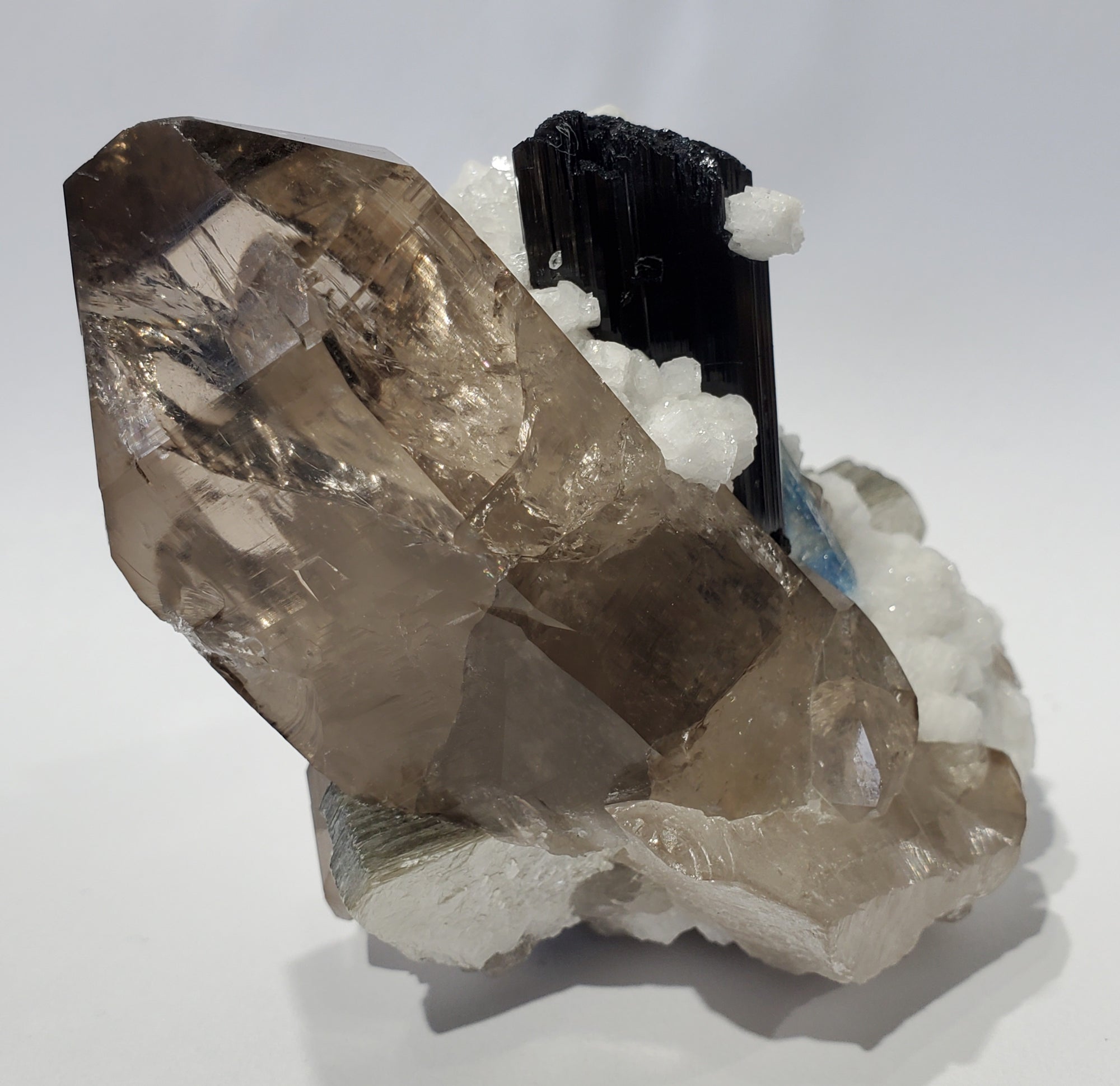 Smoky Quartz w/ Aquamarine, Schorl Tourmaline, Feldspar, and Mica (Pakistan)