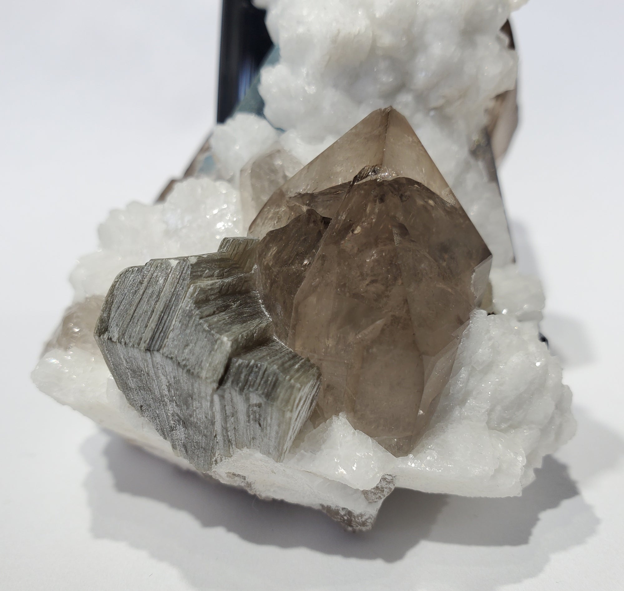 Smoky Quartz w/ Aquamarine, Schorl Tourmaline, Feldspar, and Mica (Pakistan)