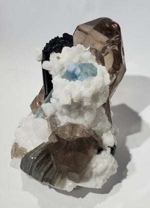 Smoky Quartz w/ Aquamarine, Schorl Tourmaline, Feldspar, and Mica (Pakistan)