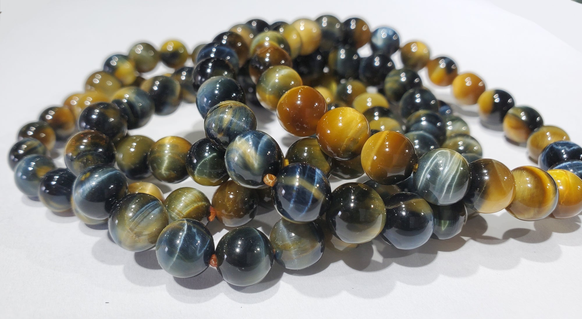 Blue and Yellow Tigers Eye Bead Bracelet