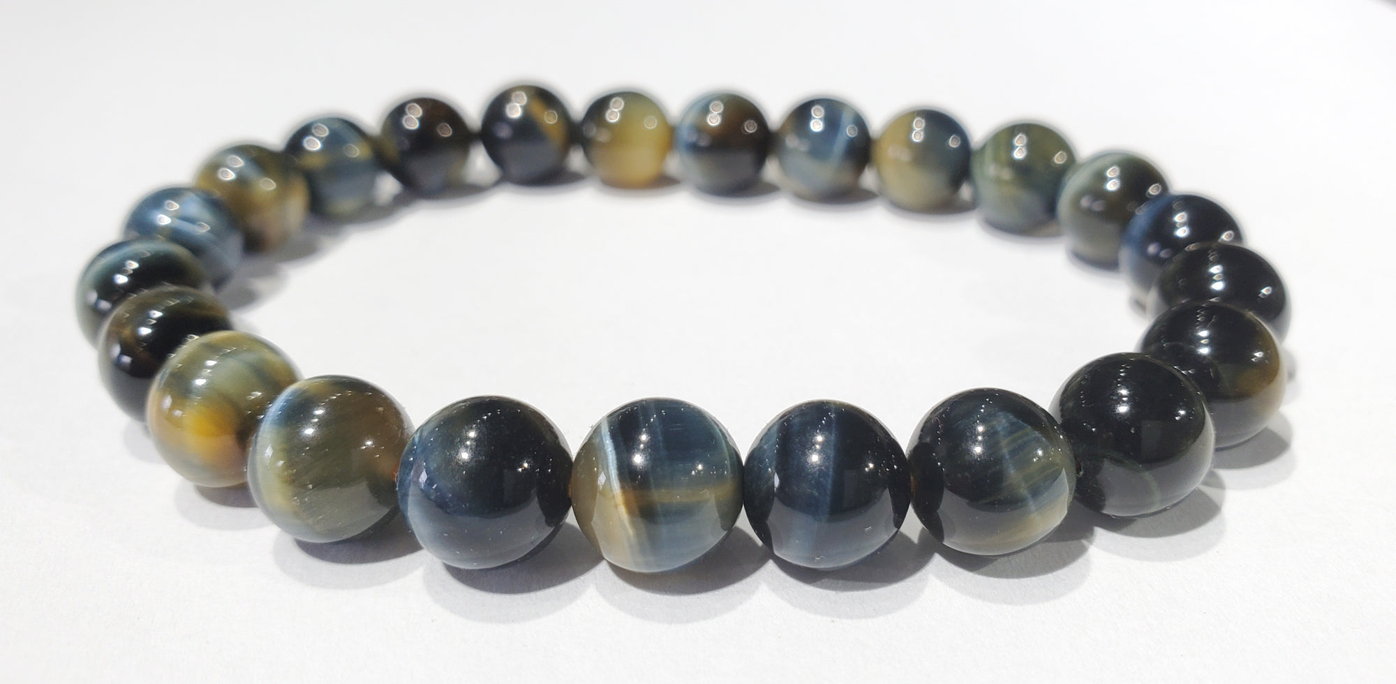 Blue and Yellow Tigers Eye Bead Bracelet