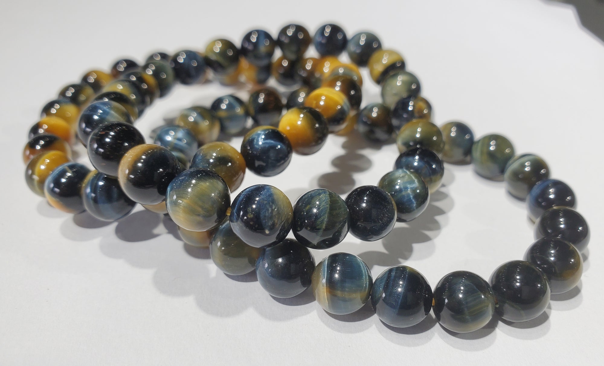 Blue and Yellow Tigers Eye Bead Bracelet
