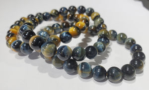 Blue and Yellow Tigers Eye Bead Bracelet