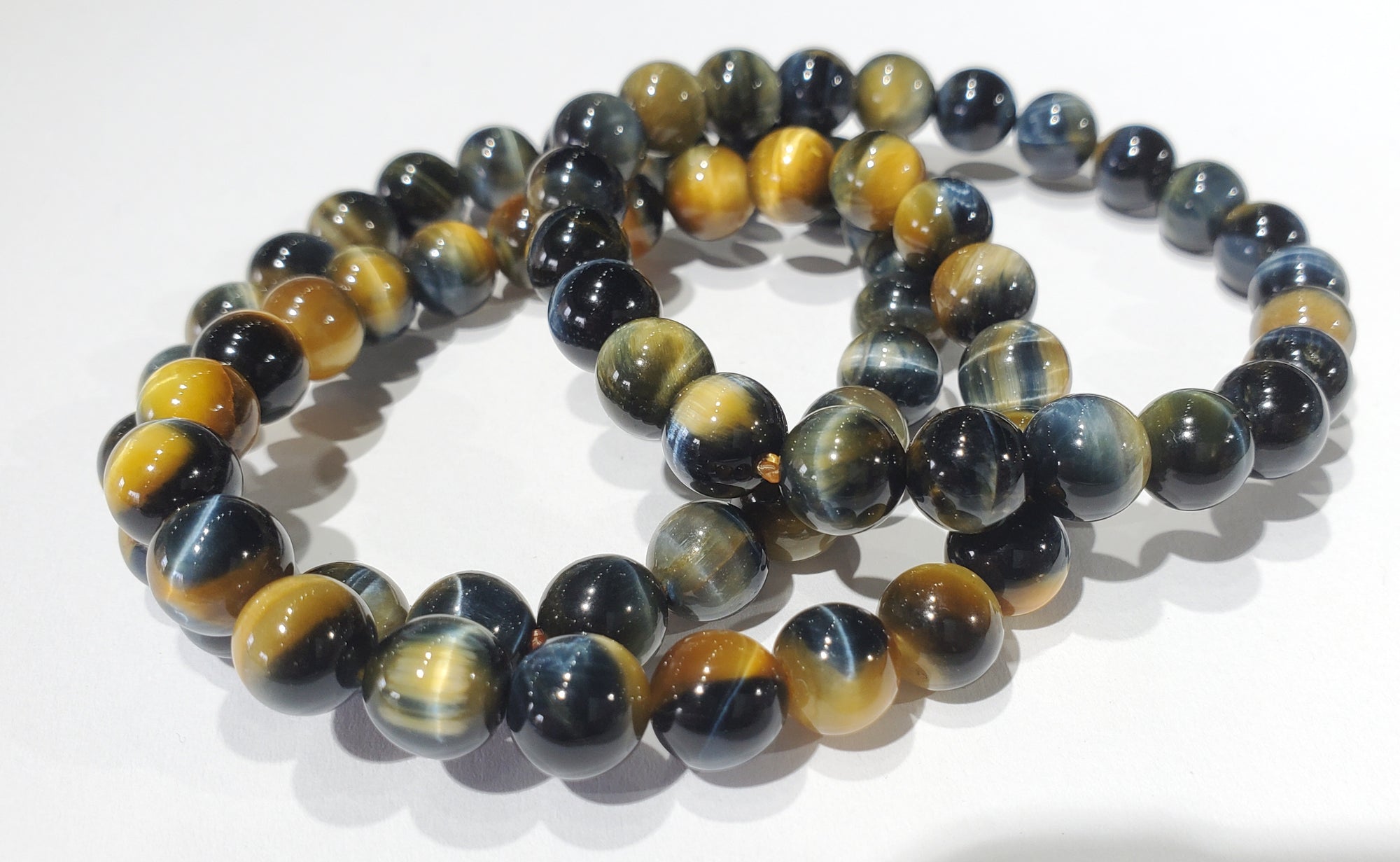 Blue and Yellow Tigers Eye Bead Bracelet