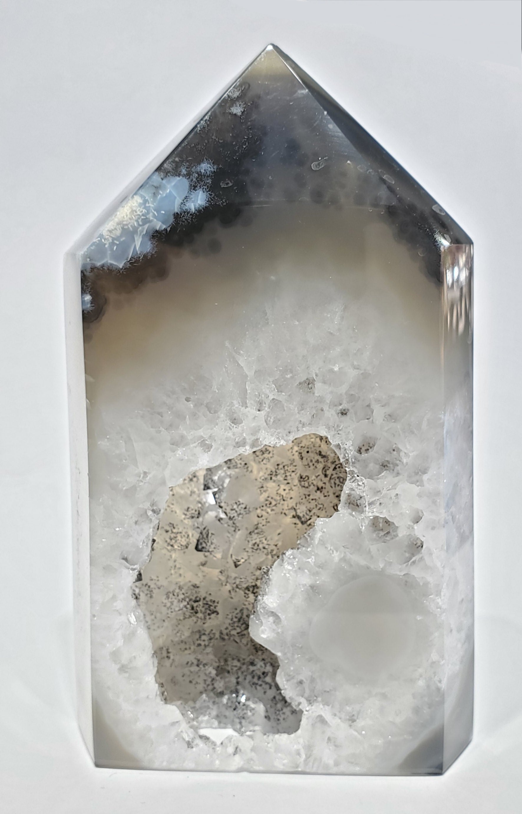 Agate Point with Quartz and Hollandite (Brasil)