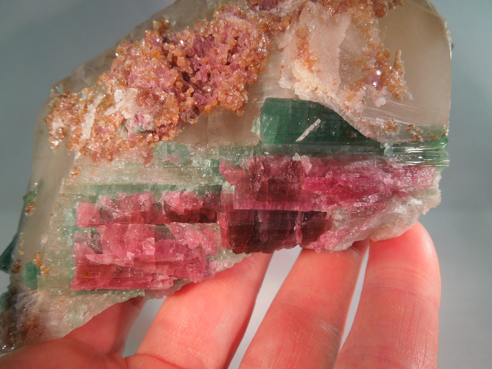 Smoky Elestial Quartz w/ Tourmaline & Lepidolite, 1.56 lbs.