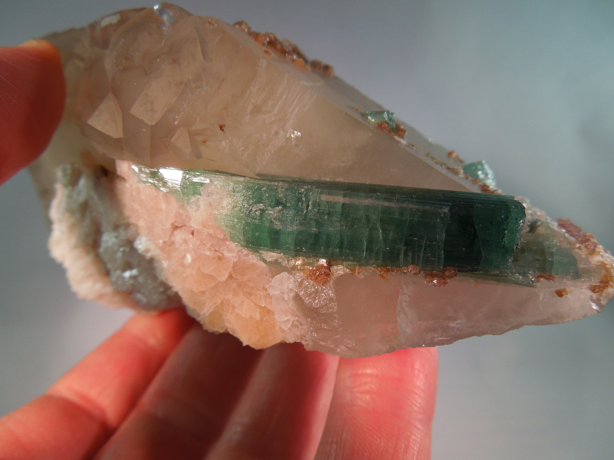 Smoky Elestial Quartz w/ Tourmaline & Lepidolite, 1.56 lbs.