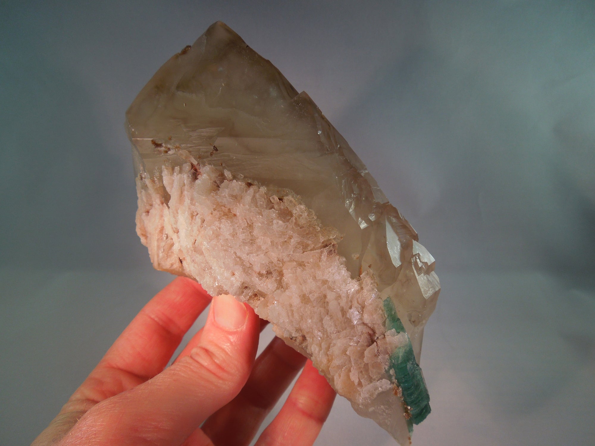 Smoky Elestial Quartz w/ Tourmaline & Lepidolite, 1.56 lbs.