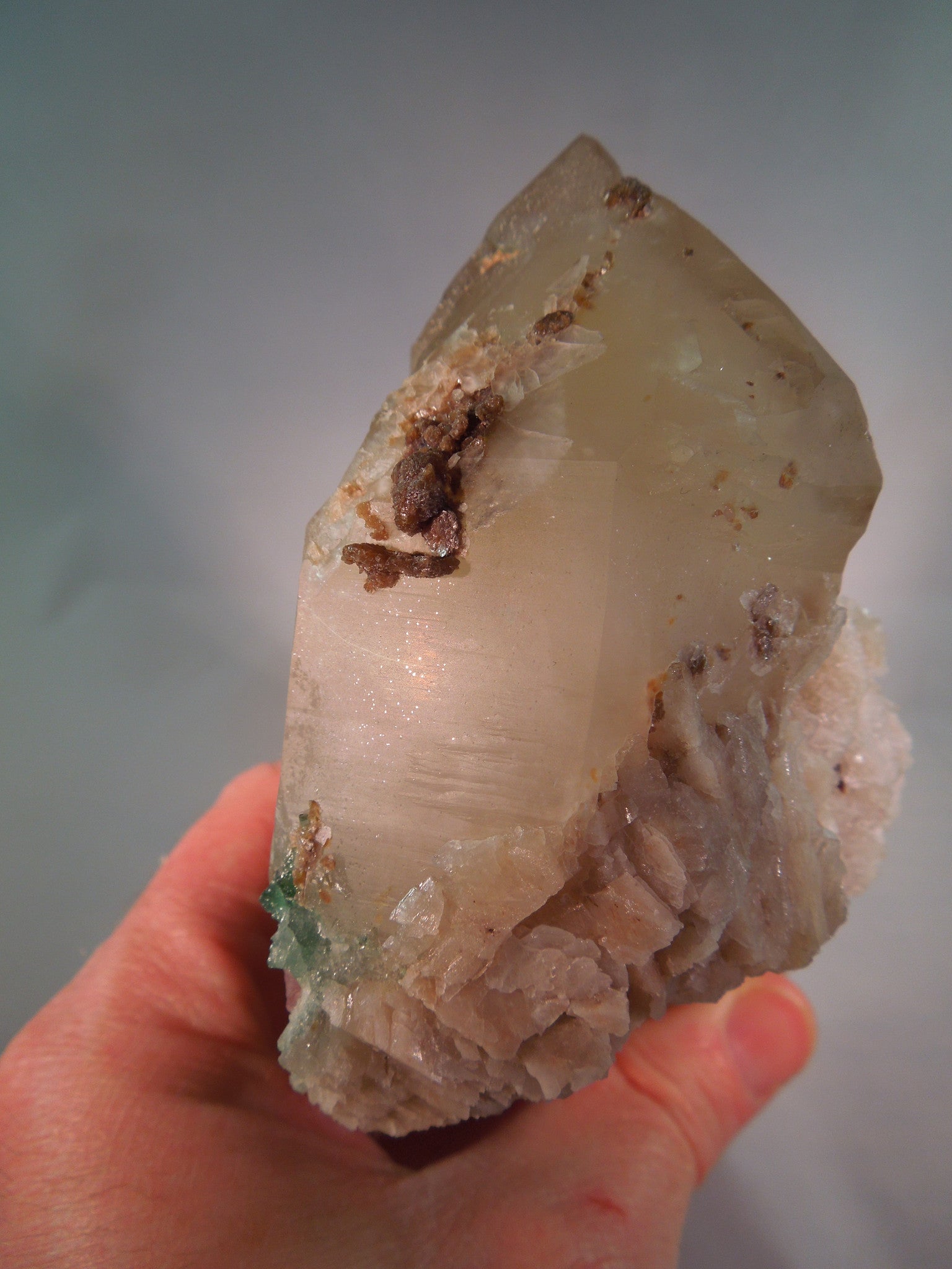Smoky Elestial Quartz w/ Tourmaline & Lepidolite, 1.56 lbs.
