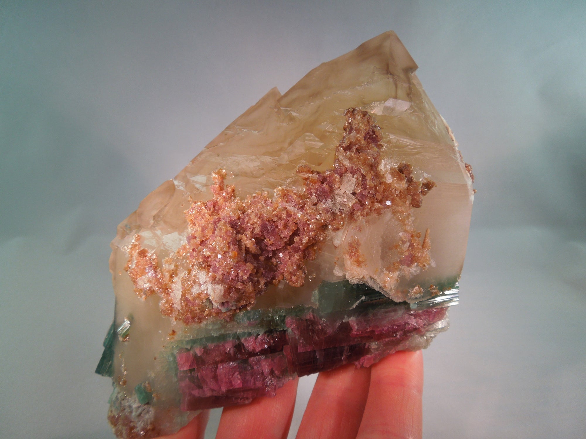 Smoky Elestial Quartz w/ Tourmaline & Lepidolite, 1.56 lbs.
